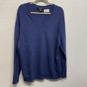 Tahari Navy Blue V-Neck Sweater Men 3XL China 100% 2-PLY Cashmere Dry Clean